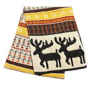 LOOK Long Chunky Knit Moose Fair Isle Winter Scarf Cotton Acrylic Soft Warm